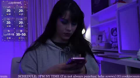 Snapshot of cookielemoon chatting on 02.05.26 Cherri morningstar help me get to 100 thumbs up 3 online show from 02.05.26