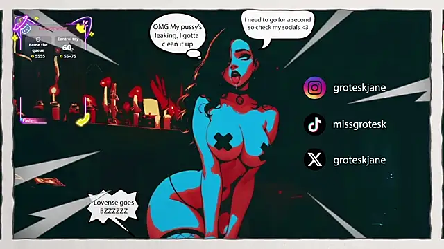 Snapshot of GroteskJane chatting on 04.18.26 GroteskJane online show from 04.18.26