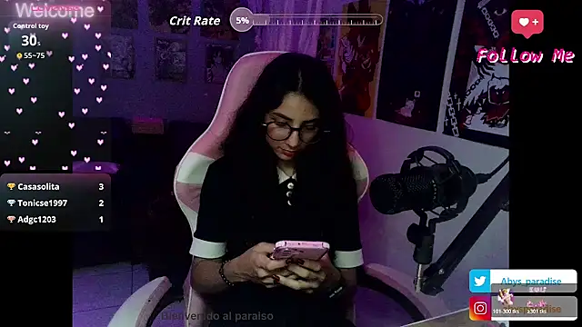 Snapshot of Abysparadise chatting on 10.31.25 Abysparadise online show from 10.31.25